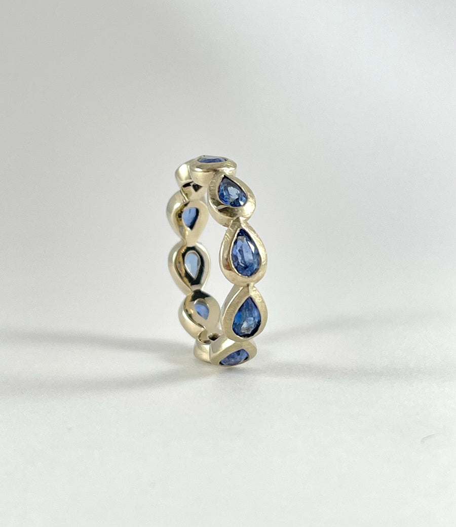 Pear Shape Blue Sapphire Bezel Ring