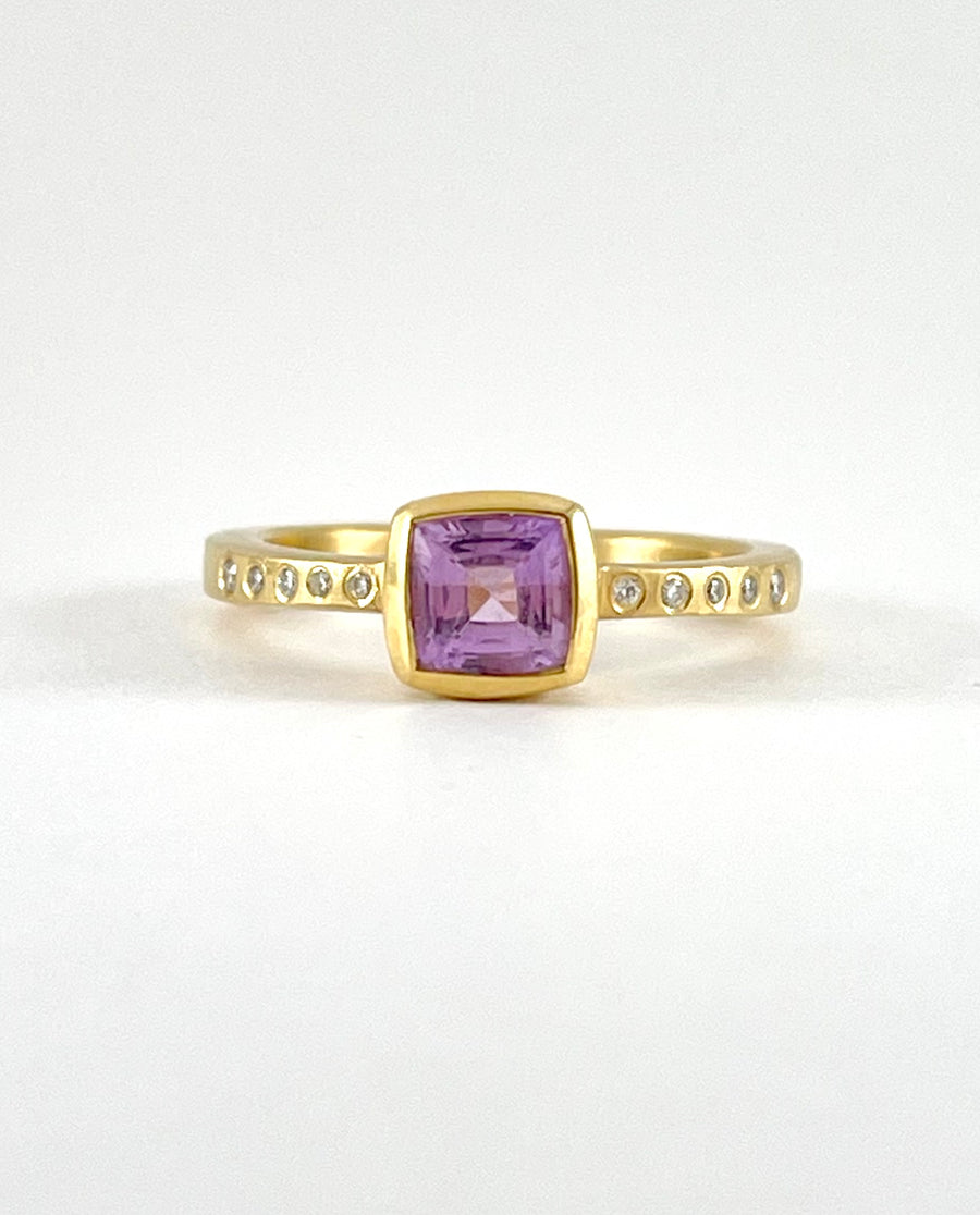 Cushion Cut Purple/ Lavender Sapphire Ring
