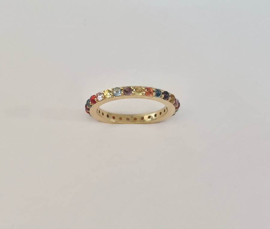 2mm Multi Color Cabochon Sapphire Ring