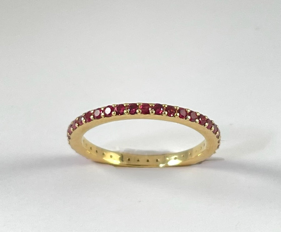 Red Spinel Shared Prong Eternity Ring