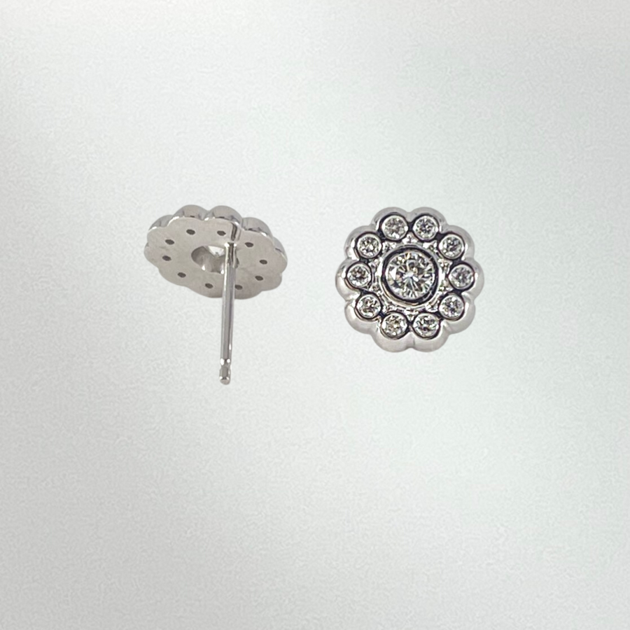 Dainty Diamond Flower Stud Earrings