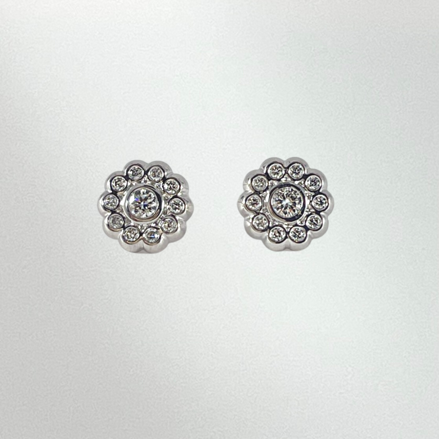 Dainty Diamond Flower Stud Earrings