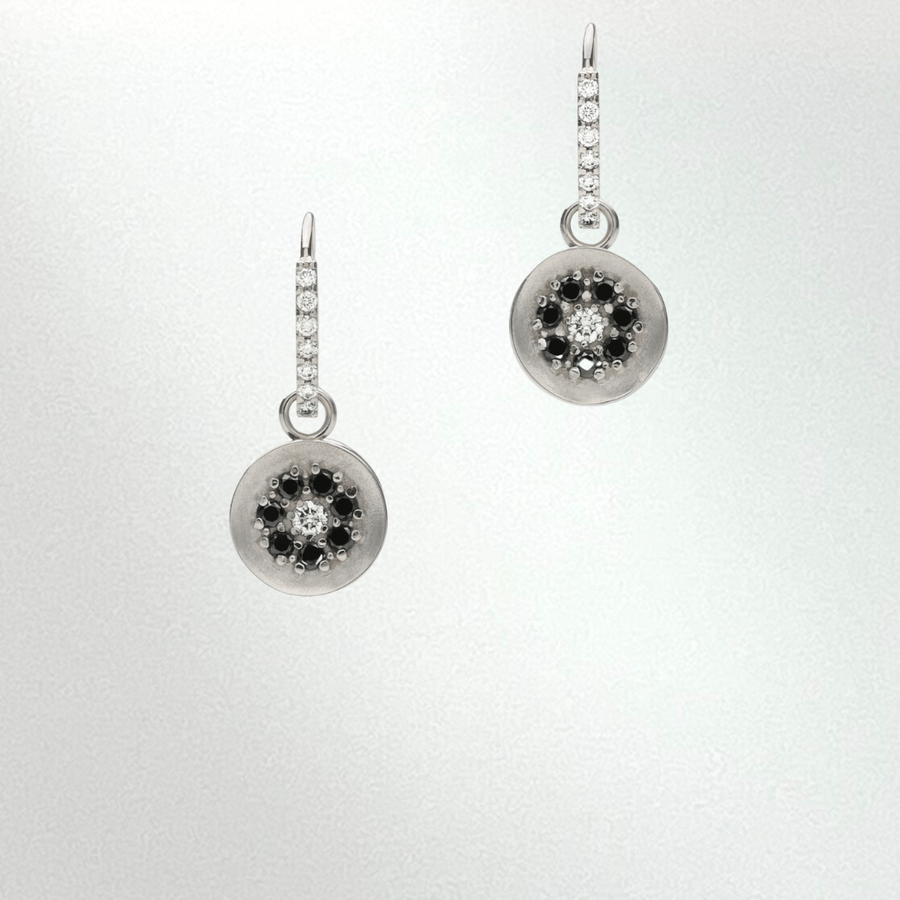 Diamond Hoop earrings with Reversible White and Black Diamond Drops