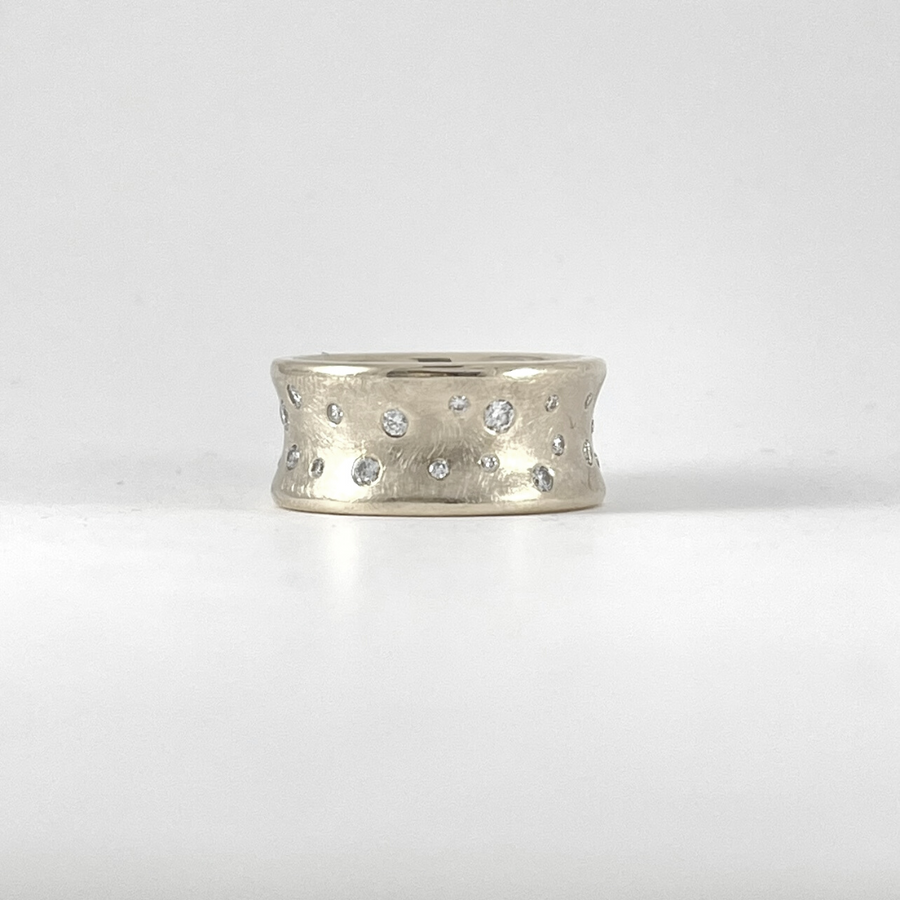 Chunky White Gold and Diamond Ring