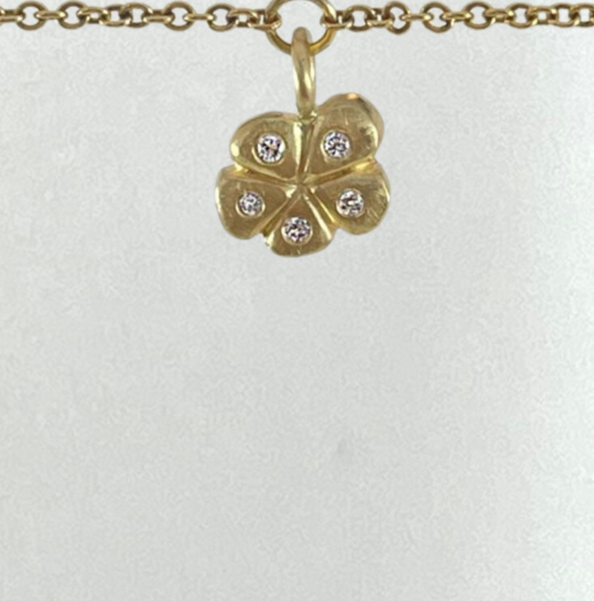 Yellow Gold and Diamond Flower Charm