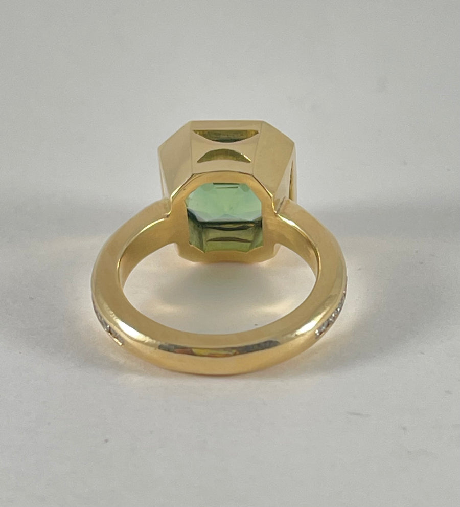 Green Tourmaline Asscher Cut Cocktail RIng
