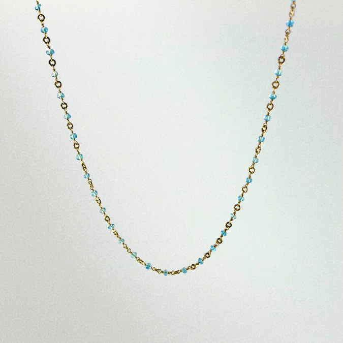 Aquamarine Cabochon Bead Necklace