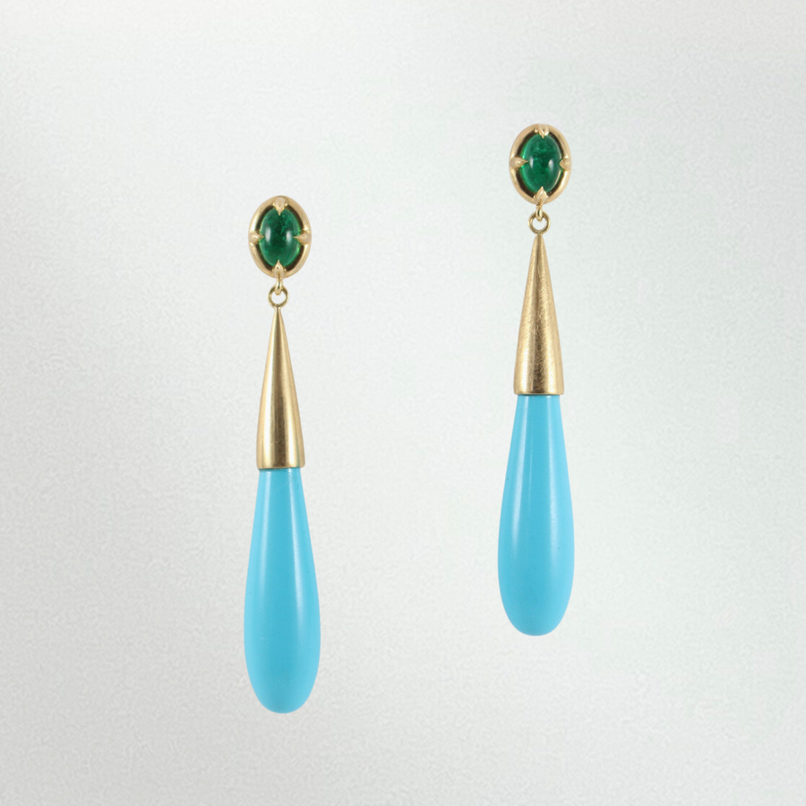 Emerald and Turquoise Drop Earrings