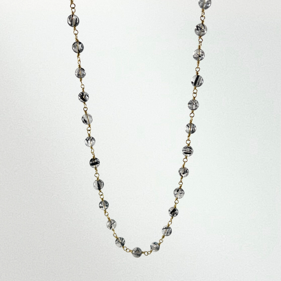 Black Tourmaline and Crystal Necklace