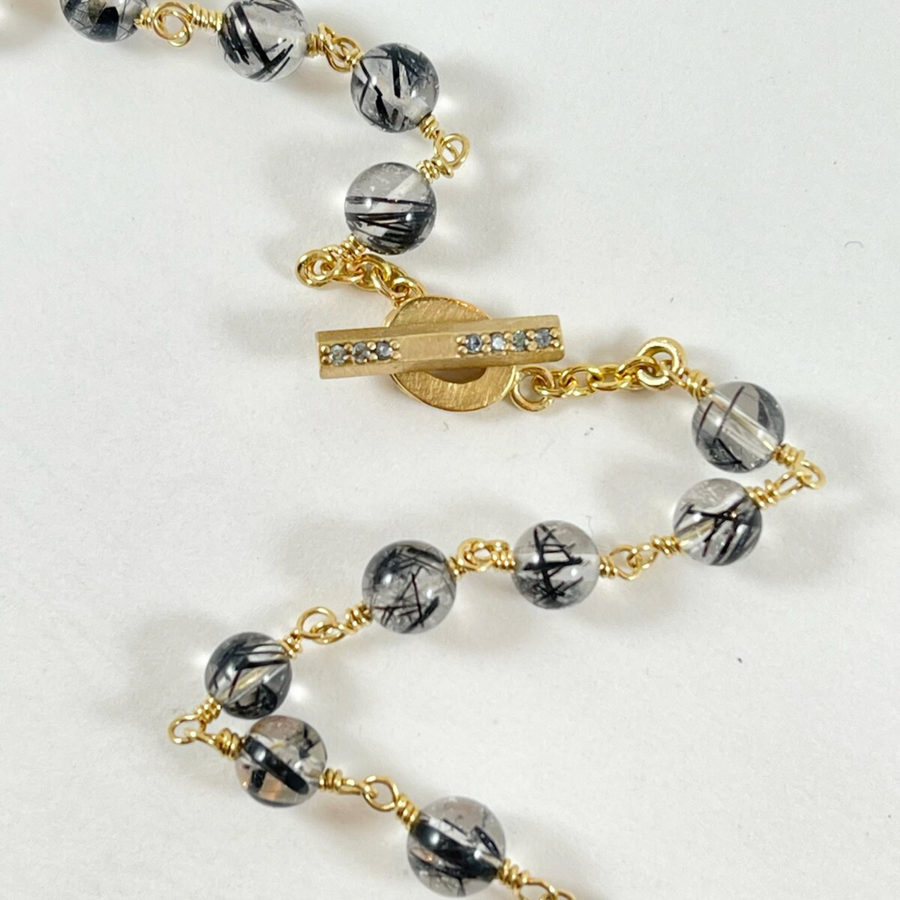 Black Tourmaline and Crystal Necklace