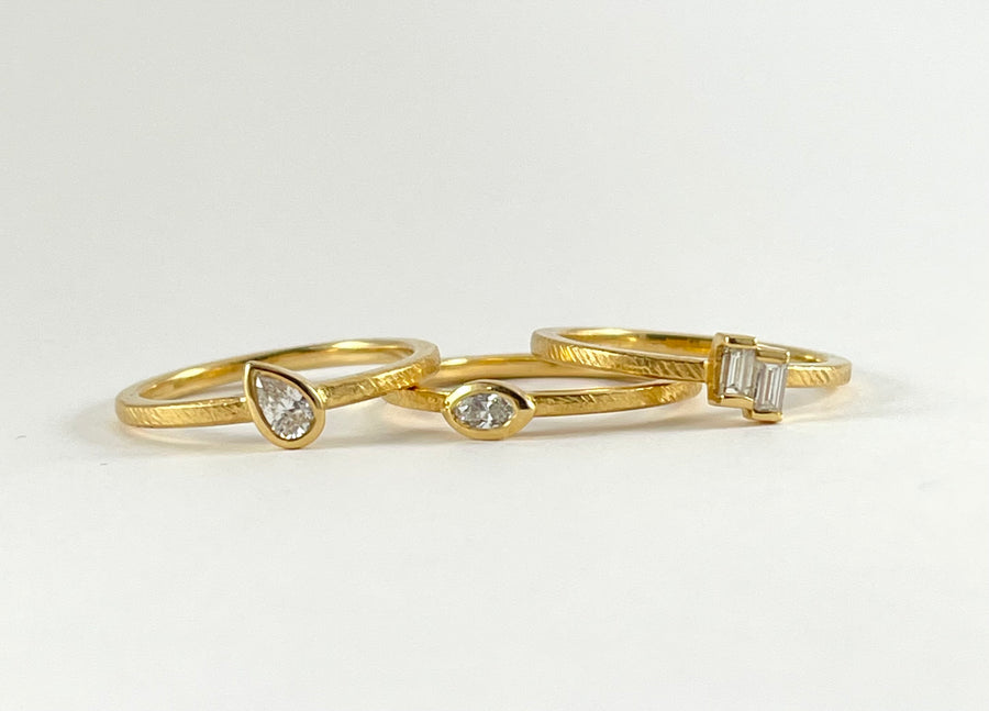 Diamond Pear, Marquis and Baguette Stacking Rings