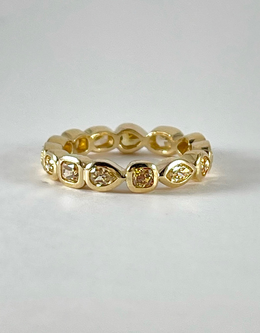 Mixed Shape Yellow Diamond Bezel Ring