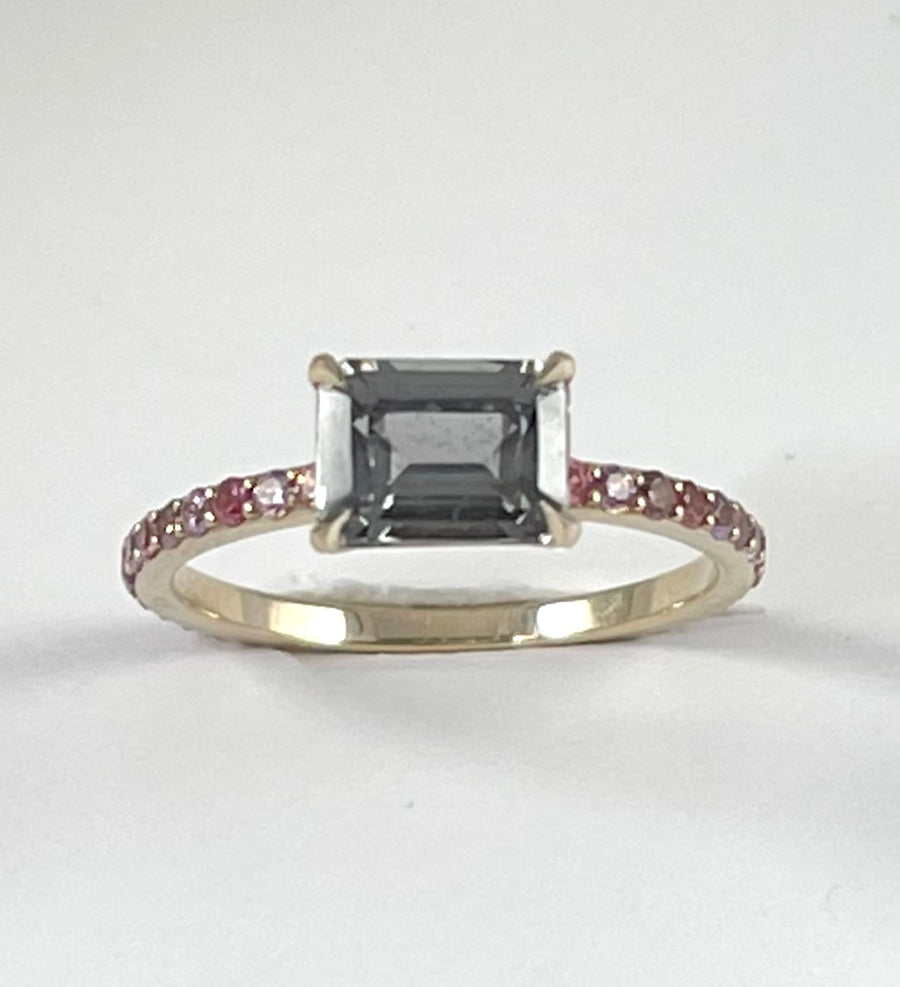 Grey Spinel and Pink Sapphire Ring