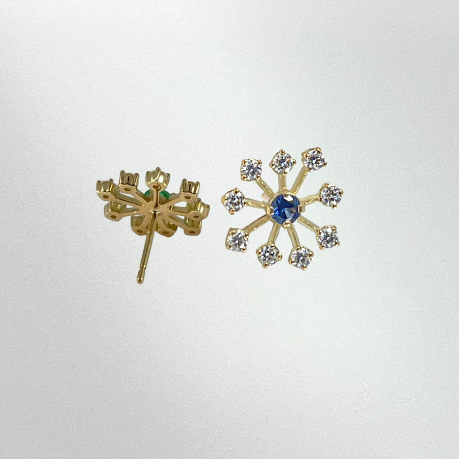 Sapphire and Diamond Starburst Stud Earrings