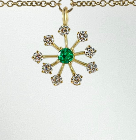 Emerald and Diamond Starburst Charm