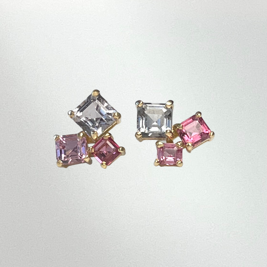 Lavender, Pink and Blue Spinel Stud Earrings