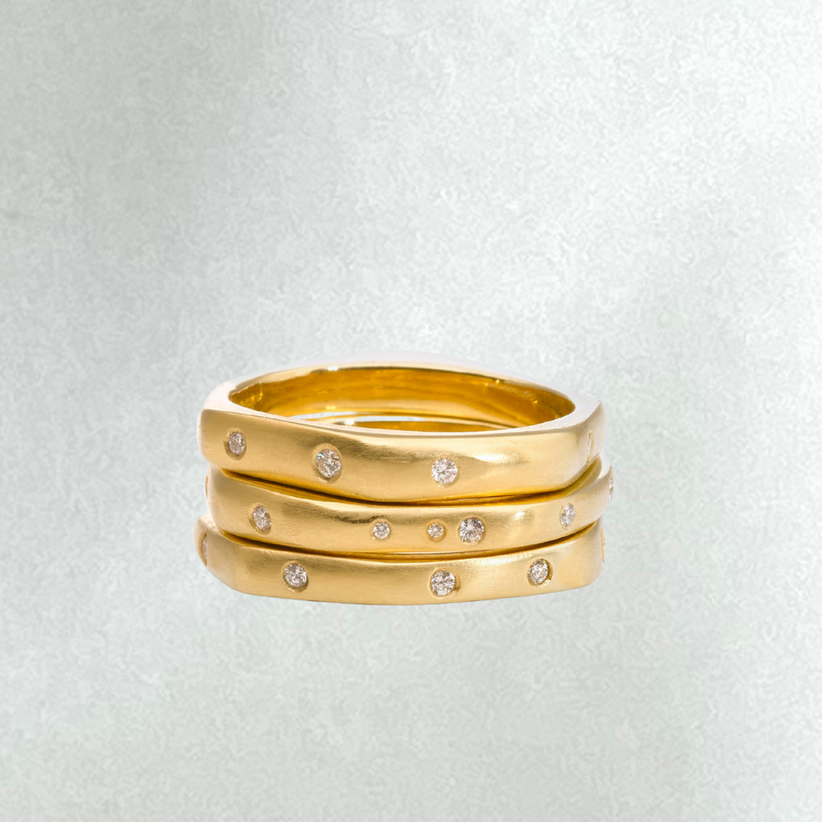 Chunky 18k Solid Yellow Gold Stacking Rings