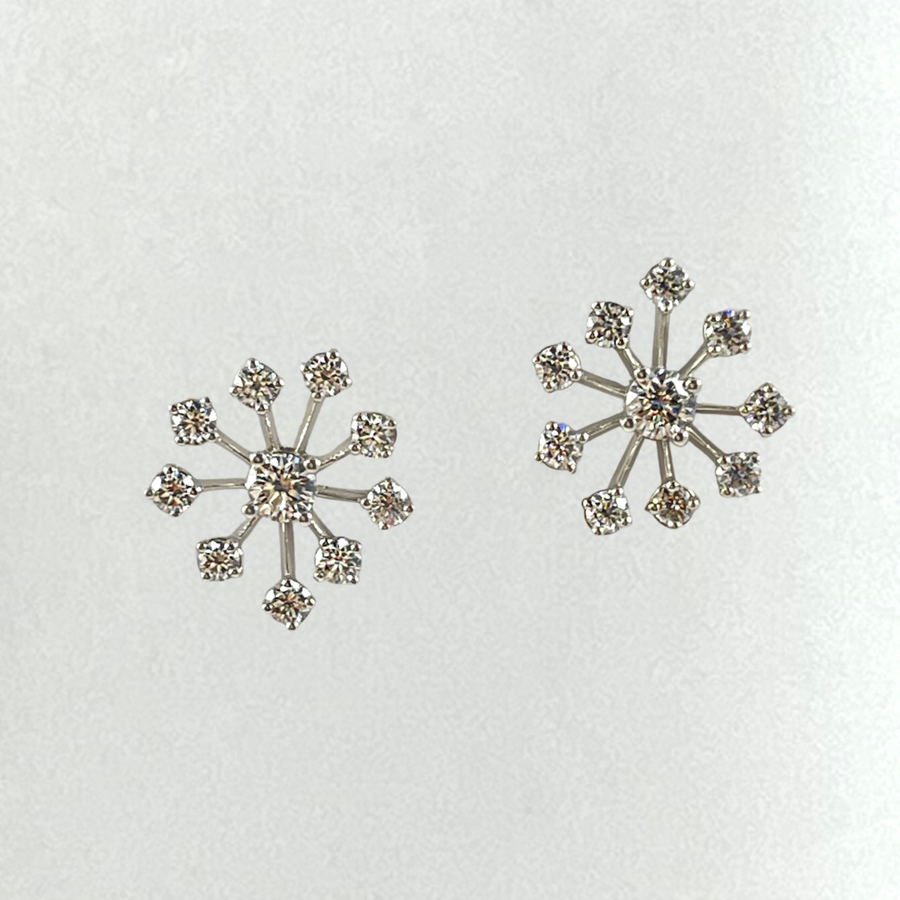 White Diamond Starburst Stud Earrings